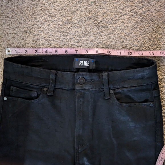 PAIGE Hoxton Ultra Skinny Black Croc Luxe Coating Black Denim Jeans Womens 28 - Picture 9 of 12